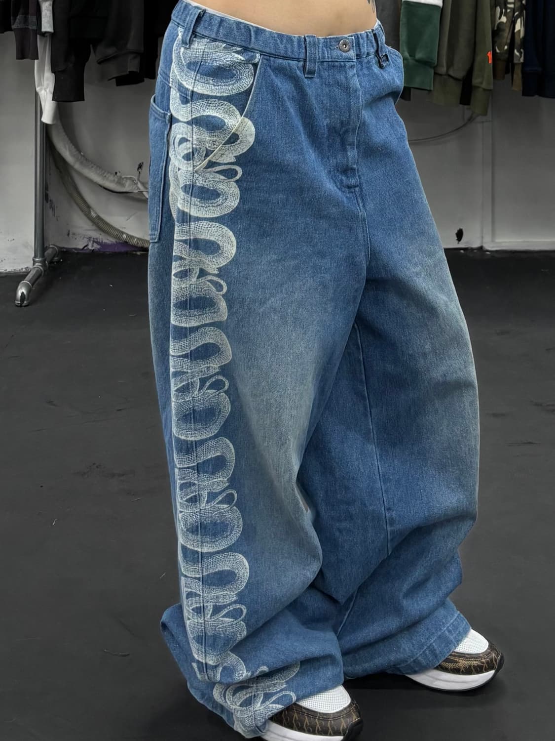 히스테릭 글래머 X 겐자이 스네이크 배기 데님팬츠 상품이미지1