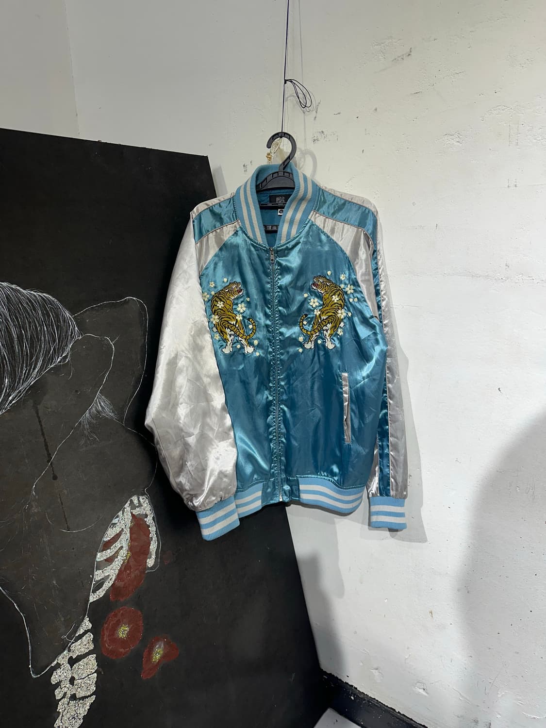 Jpn 일본빈티지 재패니즈 오리엔탈 호랑이 자수 스카잔 XL 상품이미지5