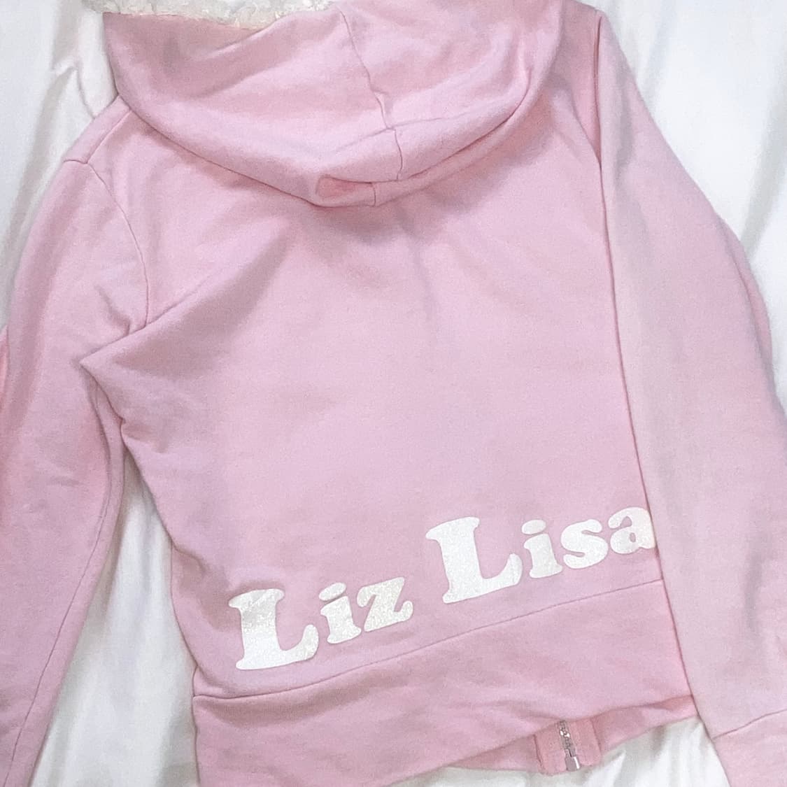 빈티지 고전 리즈리사 딸기우유핑크 레이스 후드집업 조지후쿠히메갸루헤이세이 상품이미지2