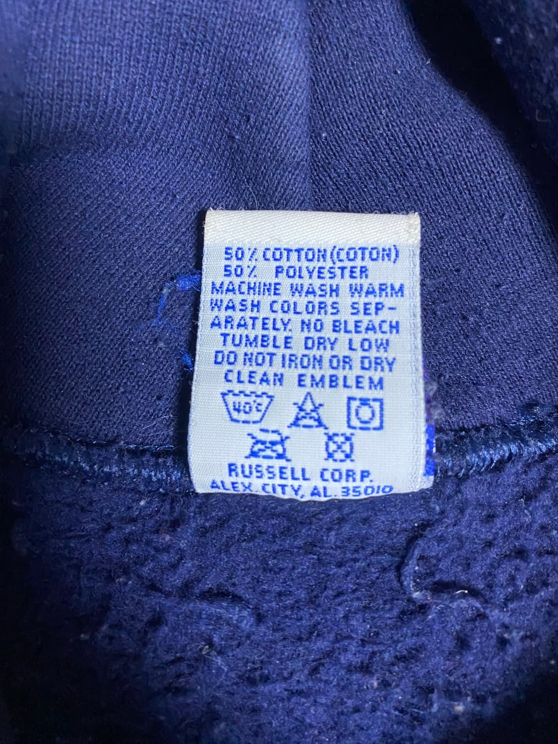 90s USA 빈티지 러셀 후드 네이비 블루 상품이미지4