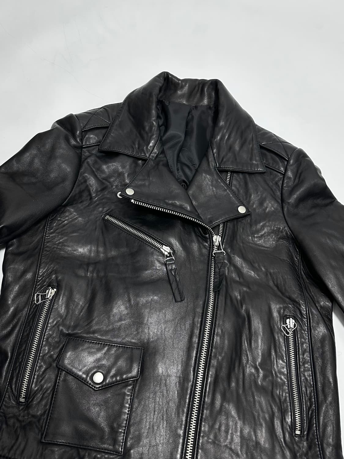 GLEIGH 양가죽 라이더 자켓 여자 레더 상품이미지3