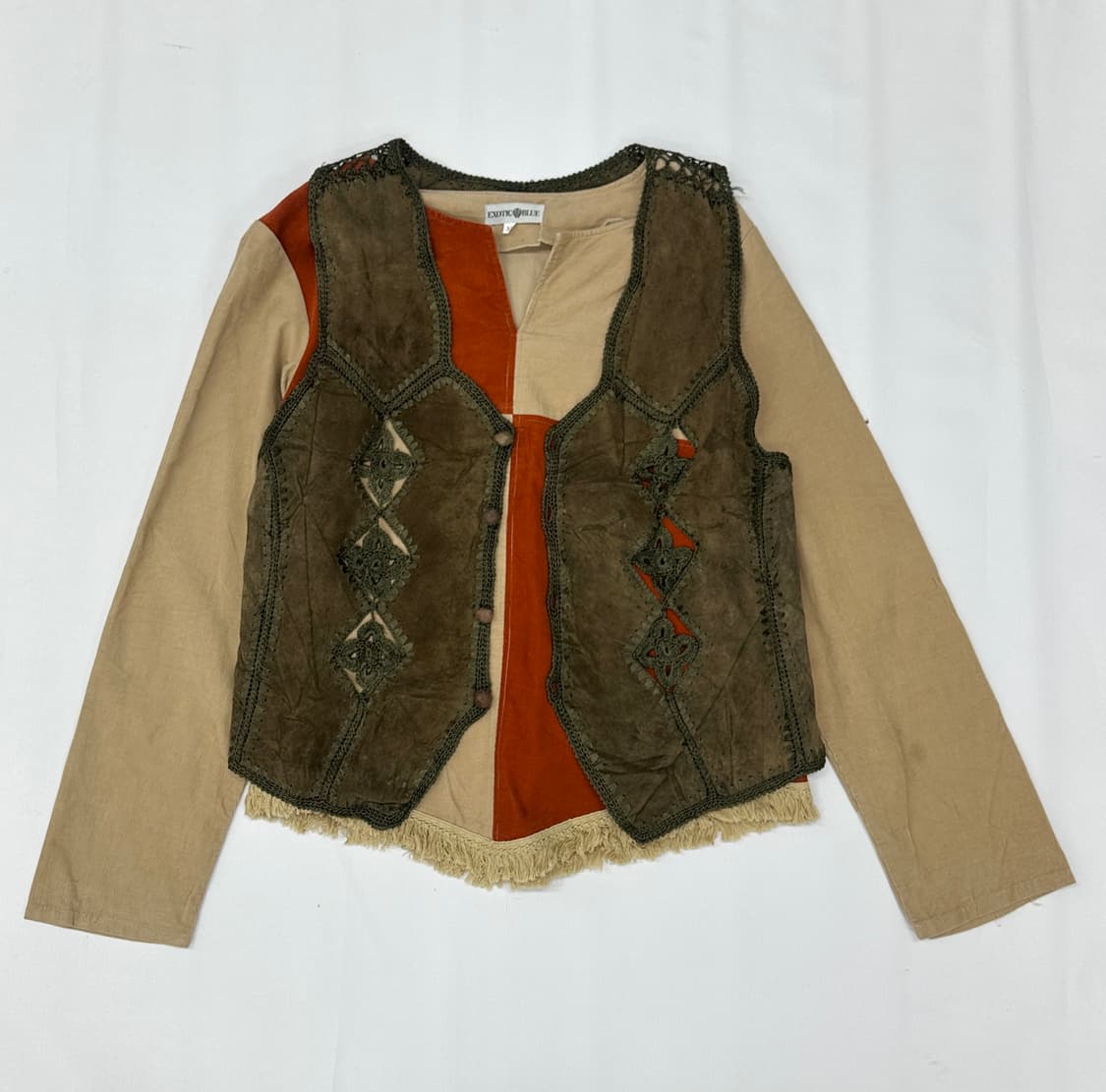 🪇하구미의 에스닉 히피 코디세트🪇브라운 태슬 자수 가죽 베스트  상품이미지2