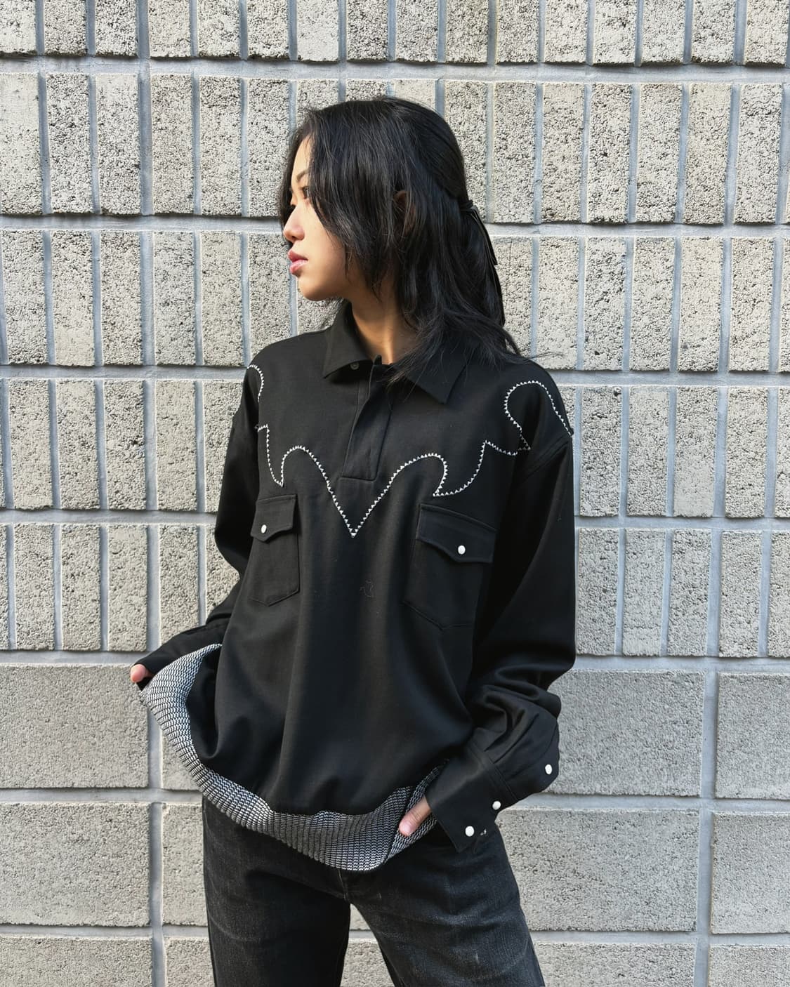 시스콰치패브릭스 니트도킹 풀오버 셔츠 상품이미지2