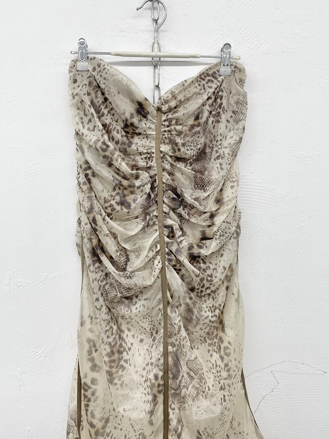 갸루 레오파드 셔링 스커트 상품이미지2