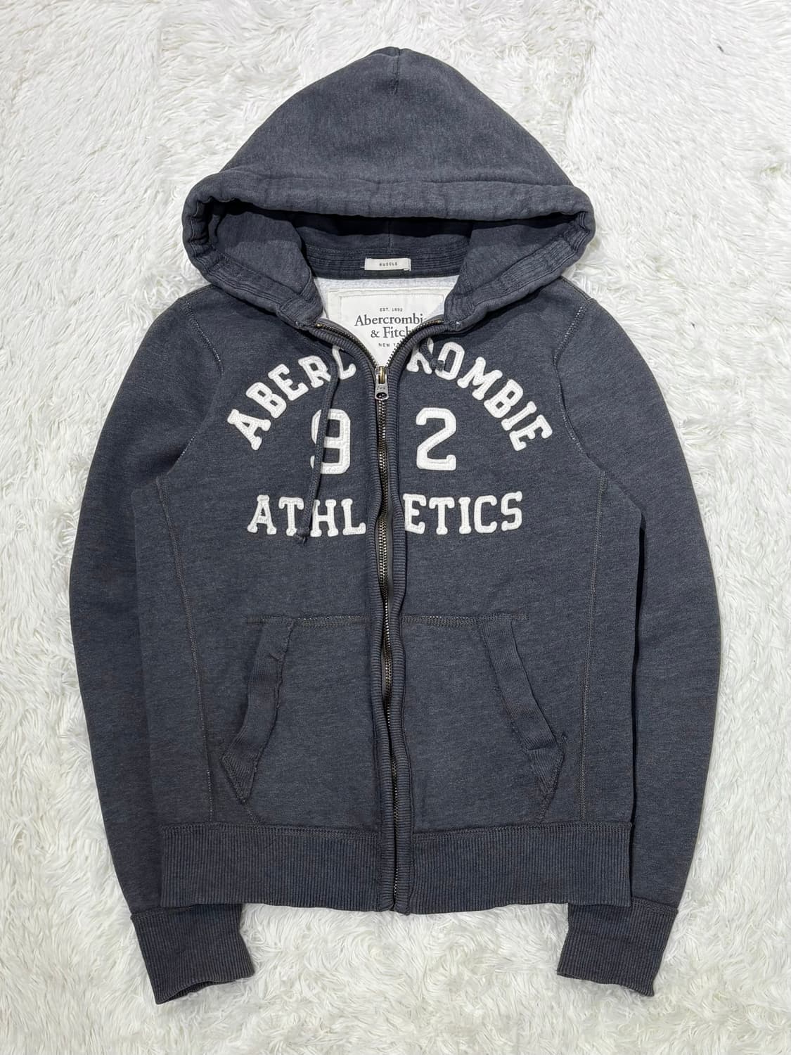 아베크롬비 그레이 빅로고 후드집업 상품이미지3
