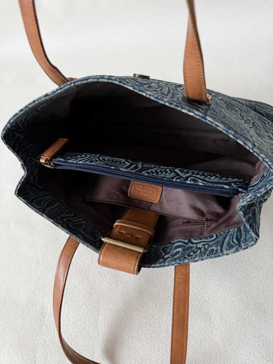 Christian Valmeline 데님&레더 숄더백 상품이미지6