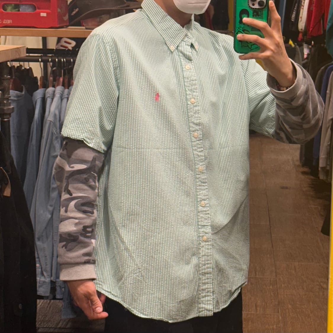 [HI] 폴로 랄프로렌 반팔셔츠 그린 시어서커 상품이미지4