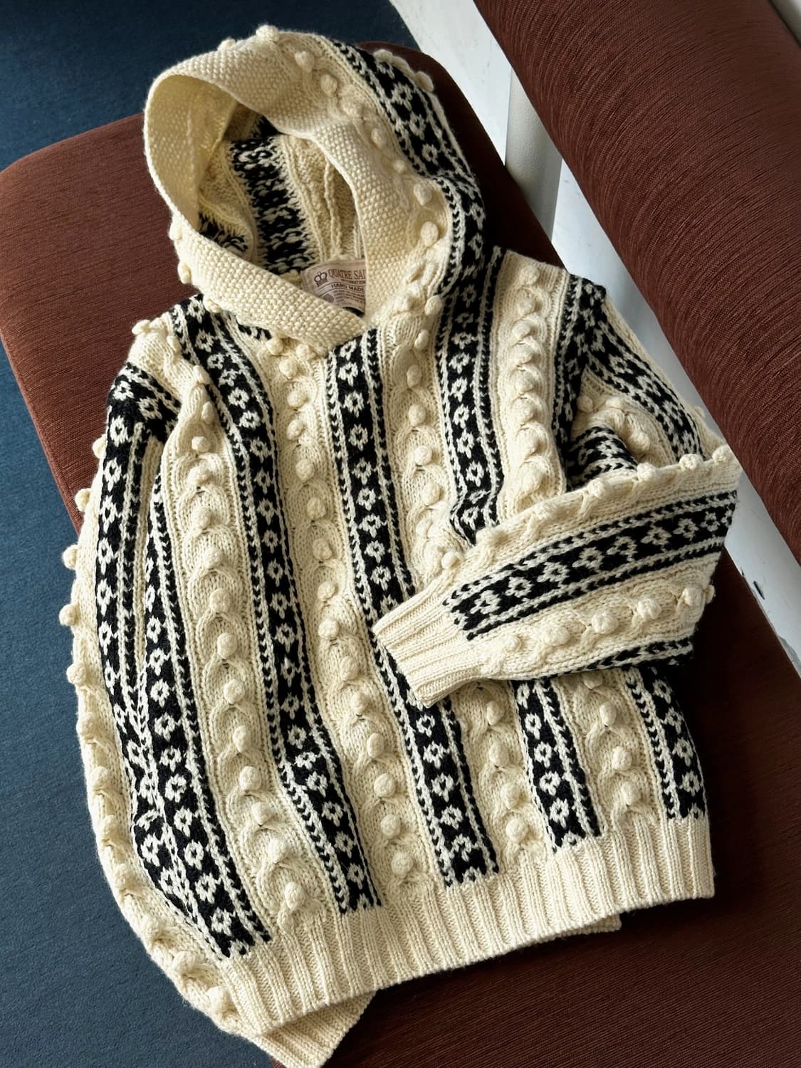 Design patterned heavy wool knit hooded  상품이미지1