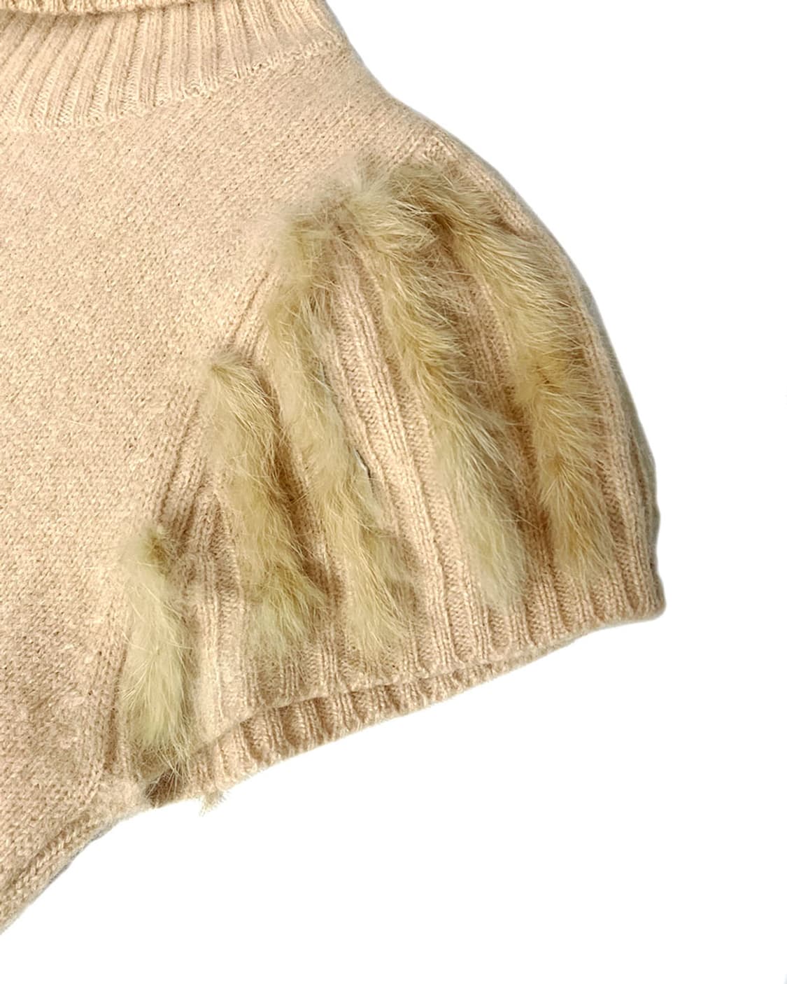 vintage 베이지 퍼 디테일 목폴라  상품이미지5