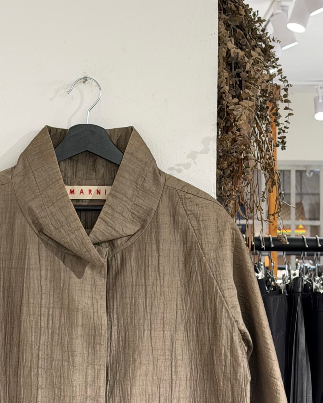 마르니 브라운 린넨 혼방 하프 슬리브 코트 상품이미지3