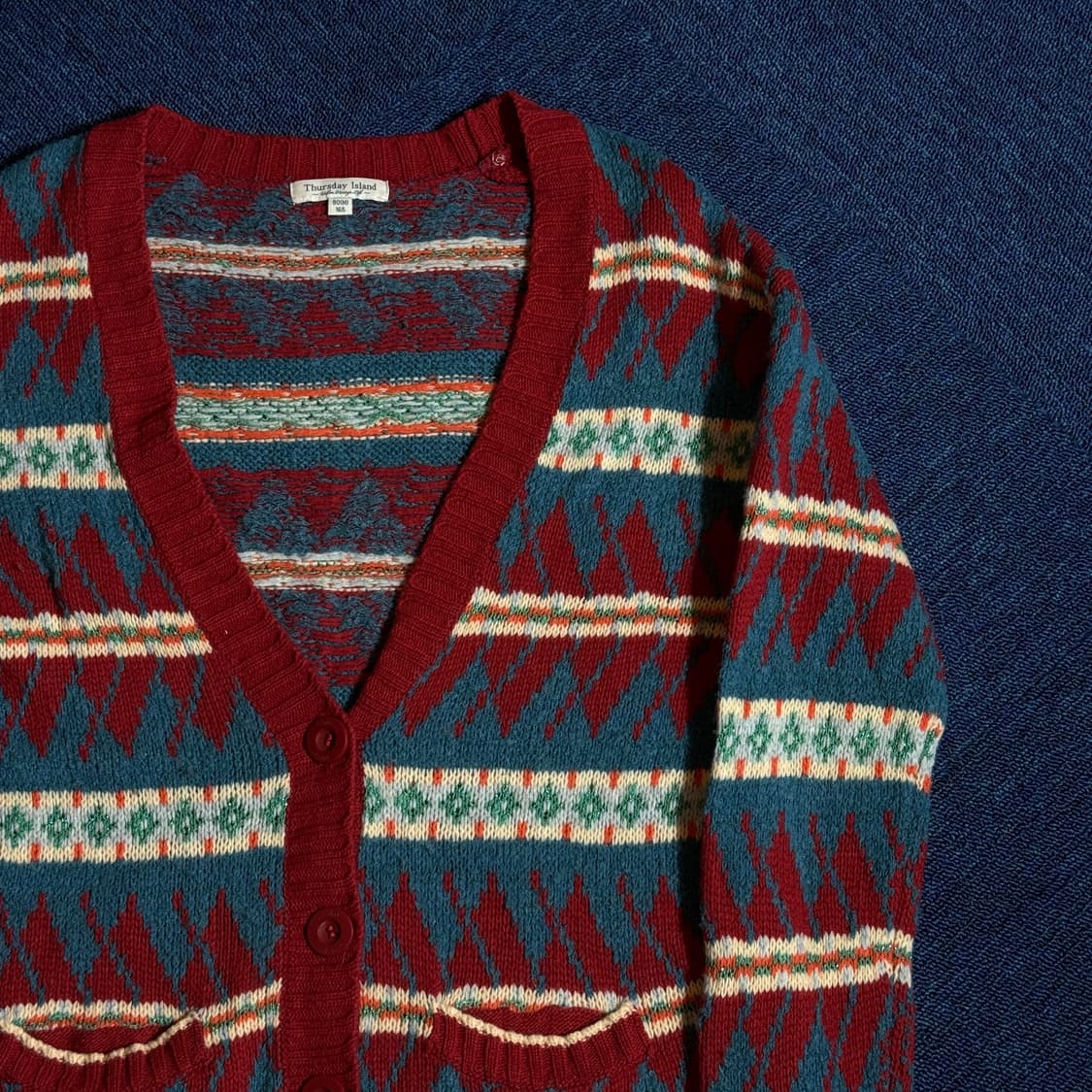 빈티지 아가일 니트 가디건 상품이미지2