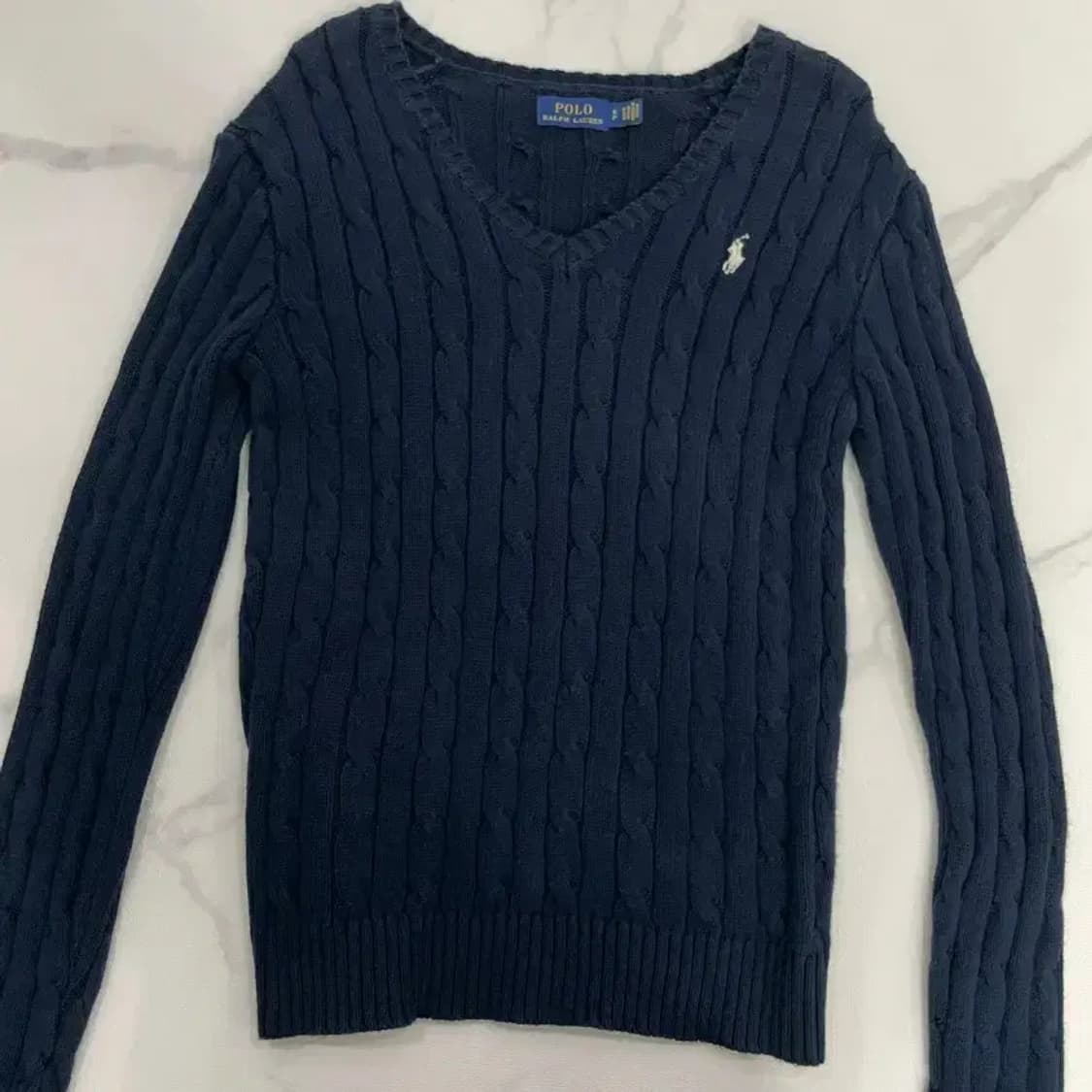 [정품] 폴로 랄프로렌 여성 슬림핏 케이블 니트 브이넥 S 상품이미지5