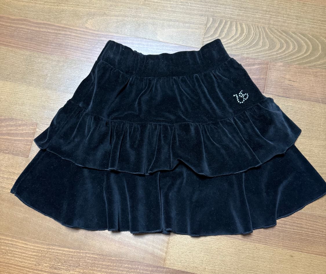 어글리쉐도우 VELVET FRILL SKIRT(BLACK) 상품이미지2