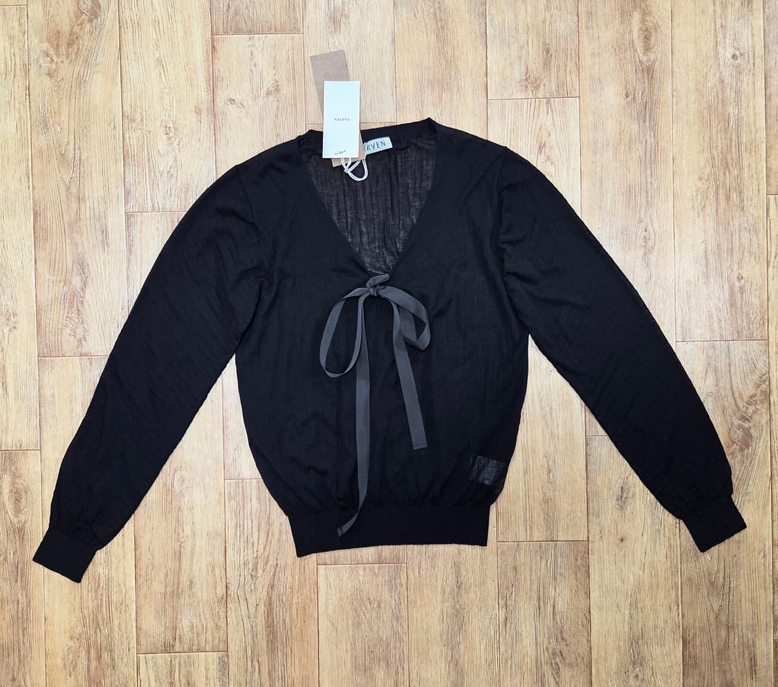 파르벵(FARVEN) 리본 타이 플리츠니트 55-66 새상품 상품이미지6