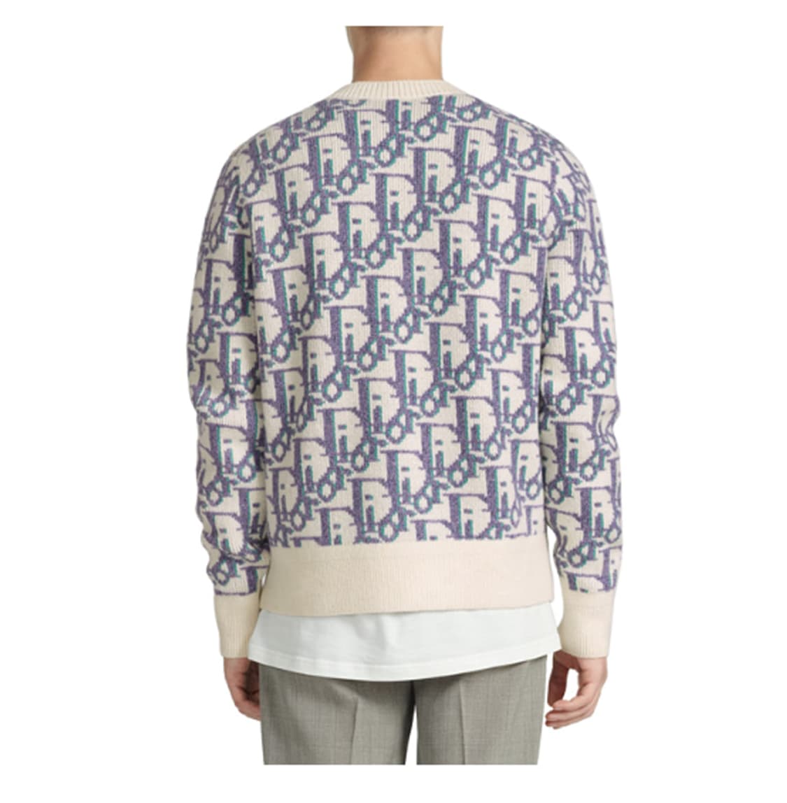 [L] 디올 오블리크 스웨터 화이트 모브 씨 그린 울 자카드 상품이미지5