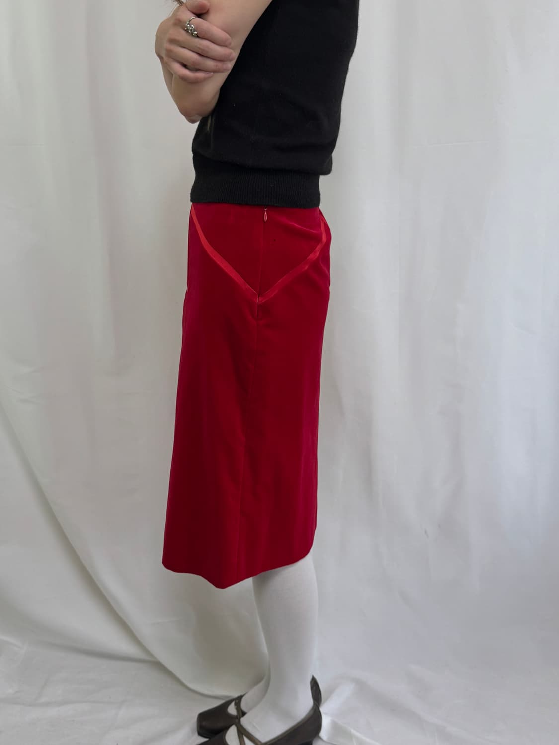 앤디앤뎁 레드 벨벳 스커트 상품이미지7