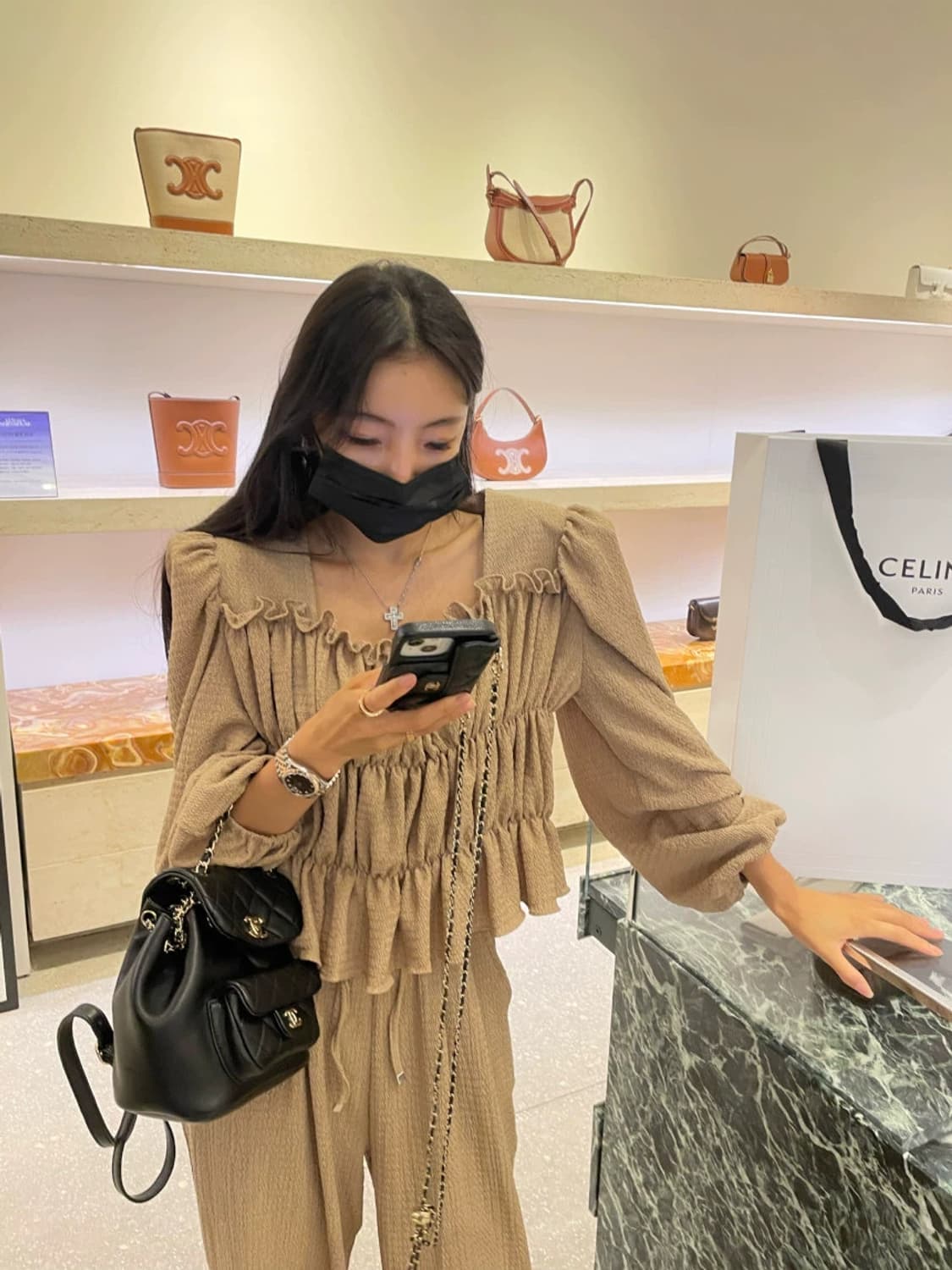 셔링 블라우스 롱팬츠 코디 세트 상품이미지4