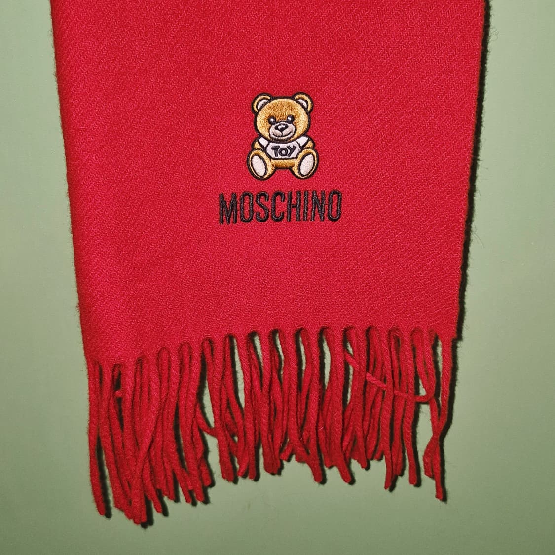 모스키노 테디베어 자수 메리노 울 머플러 상품이미지9
