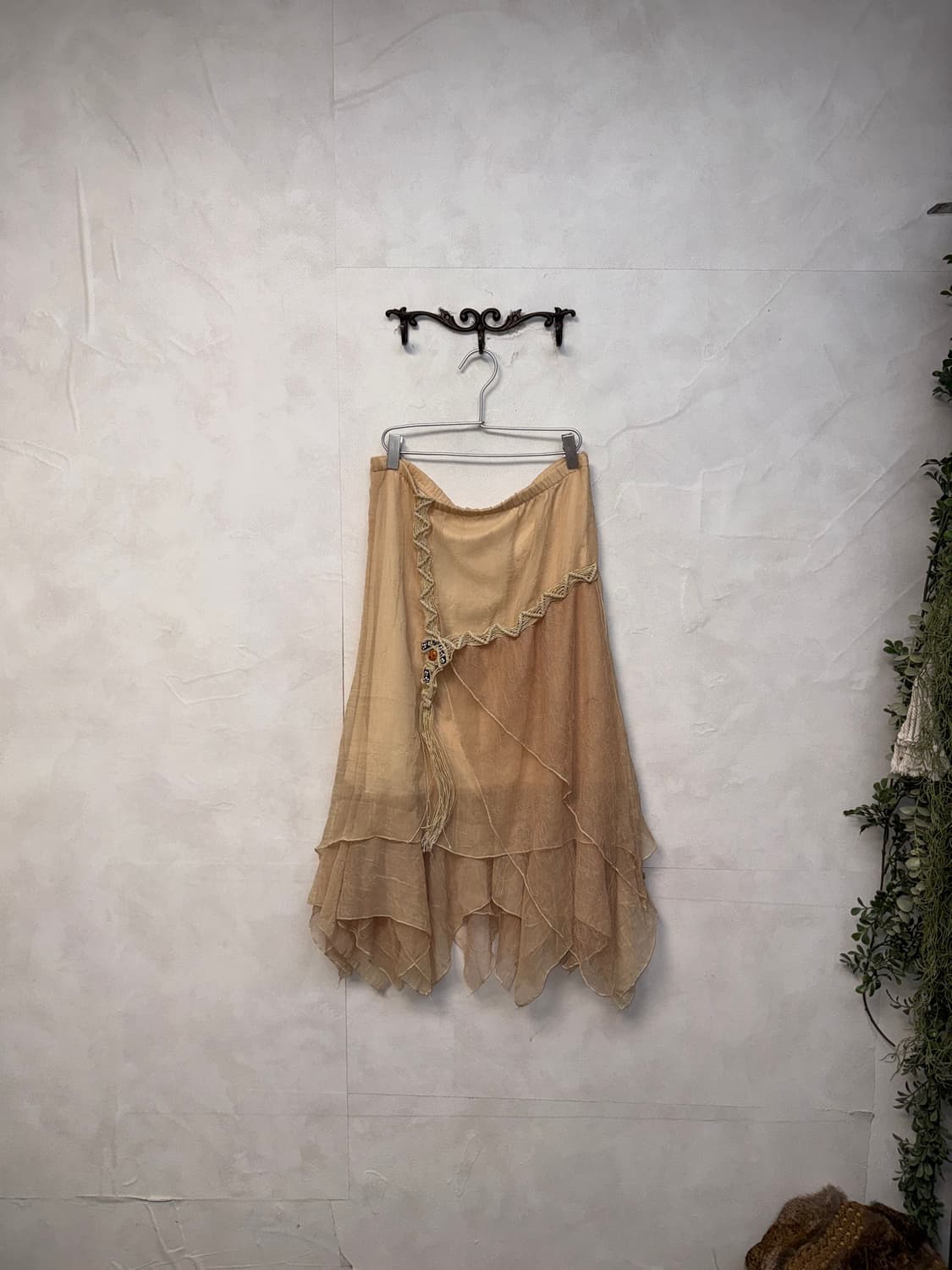 Pink beige ethnic fairy unbalanced skirt 상품이미지2