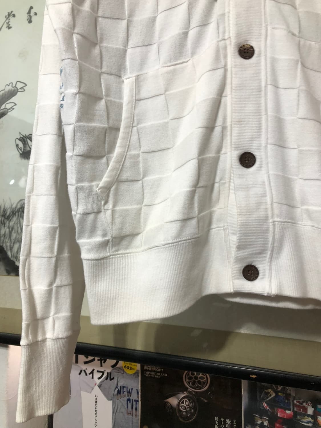 카라쿠리 타마시 체커보드 koi 자수 후디 상품이미지4