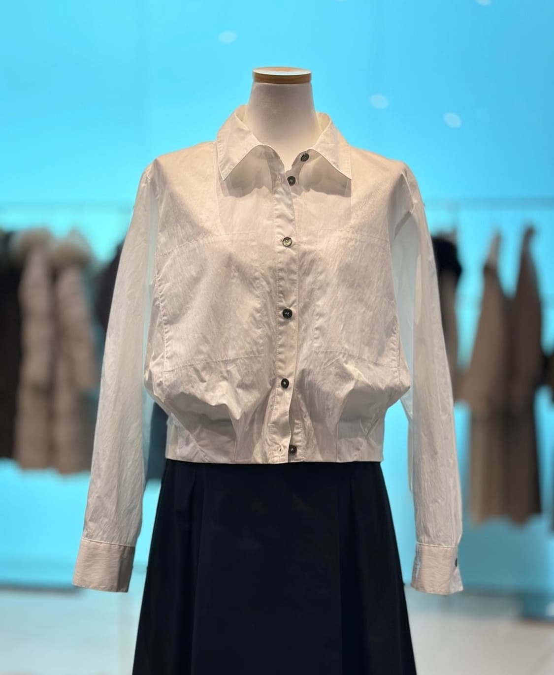 보브 자카드밴딩 햄 블라우스 66사이즈 상품이미지1