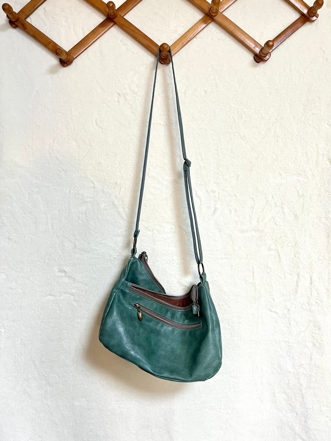 빈티지 그린 청록 가죽 크로스백 상품이미지3