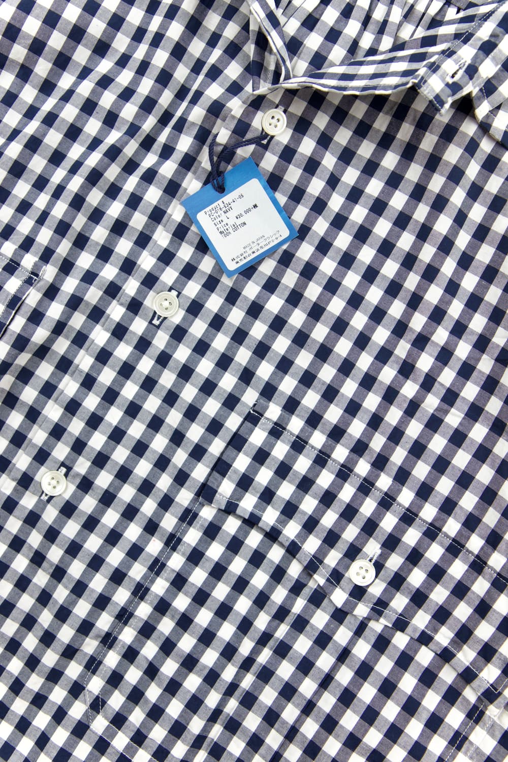 (새상품)Porter classic 롤업 깅엄 체크셔츠 네이비 상품이미지5