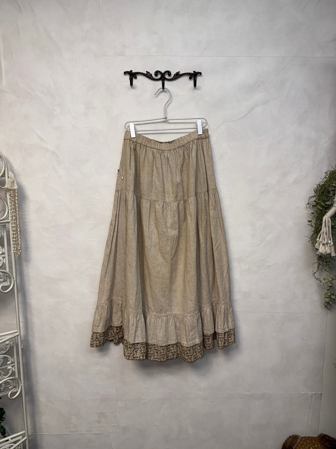 Beige bohemian floral patch lace long sk 상품이미지3