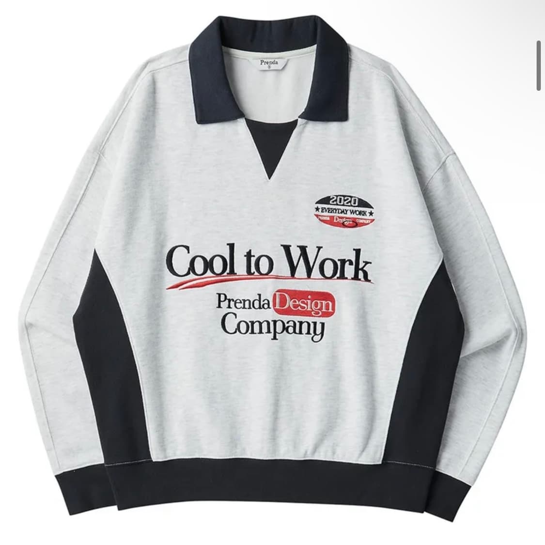 프렌다 기모 맨투맨 COMBINATION COOL TO WORK 그레이 상품이미지2