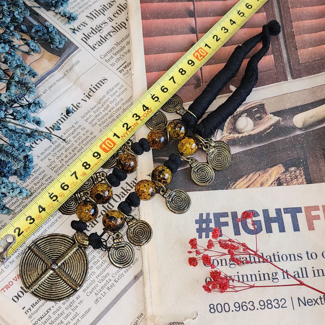 90s 프랑스 빈티지 쥬얼리 엠버 썬셋 엔티크 에스닉 목걸이 상품이미지7