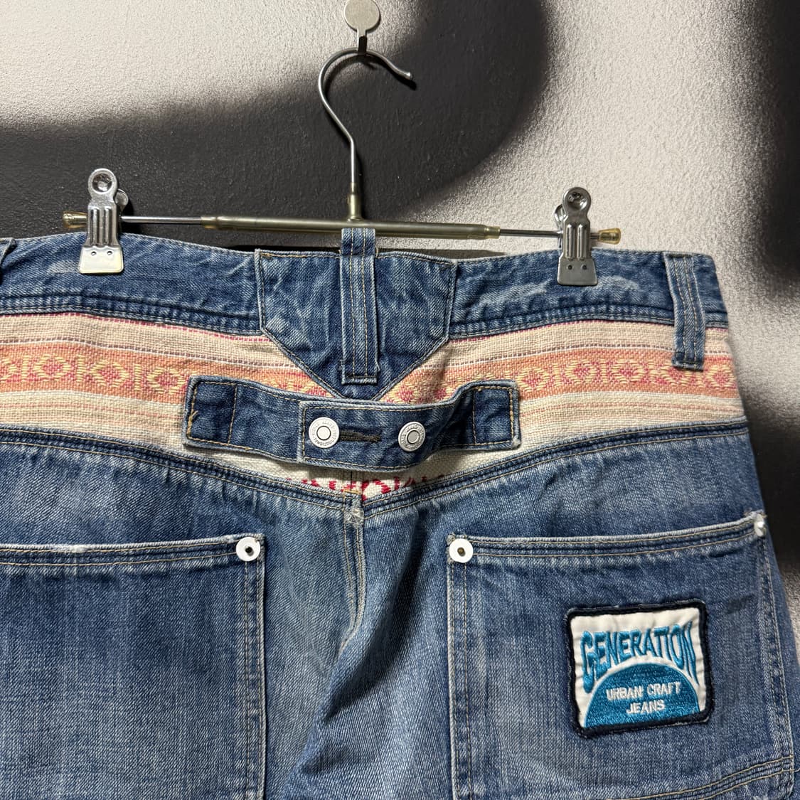 VTG 빈티지 올드스쿨 레이어드 패치 디테일 신치백 카펜터 데님 반바지 상품이미지5