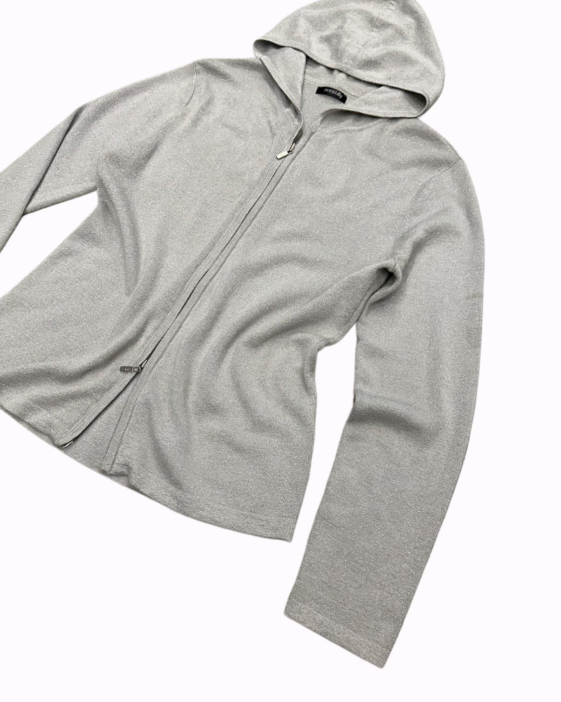 glitter grey knit hood zip-up 상품이미지2
