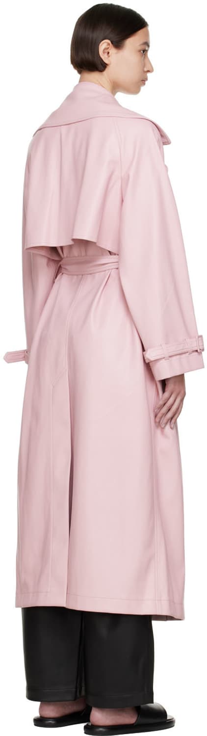 Olenich 베이비 핑크 인조 가죽 레더 롱 트렌치 코트 아크네 상품이미지3