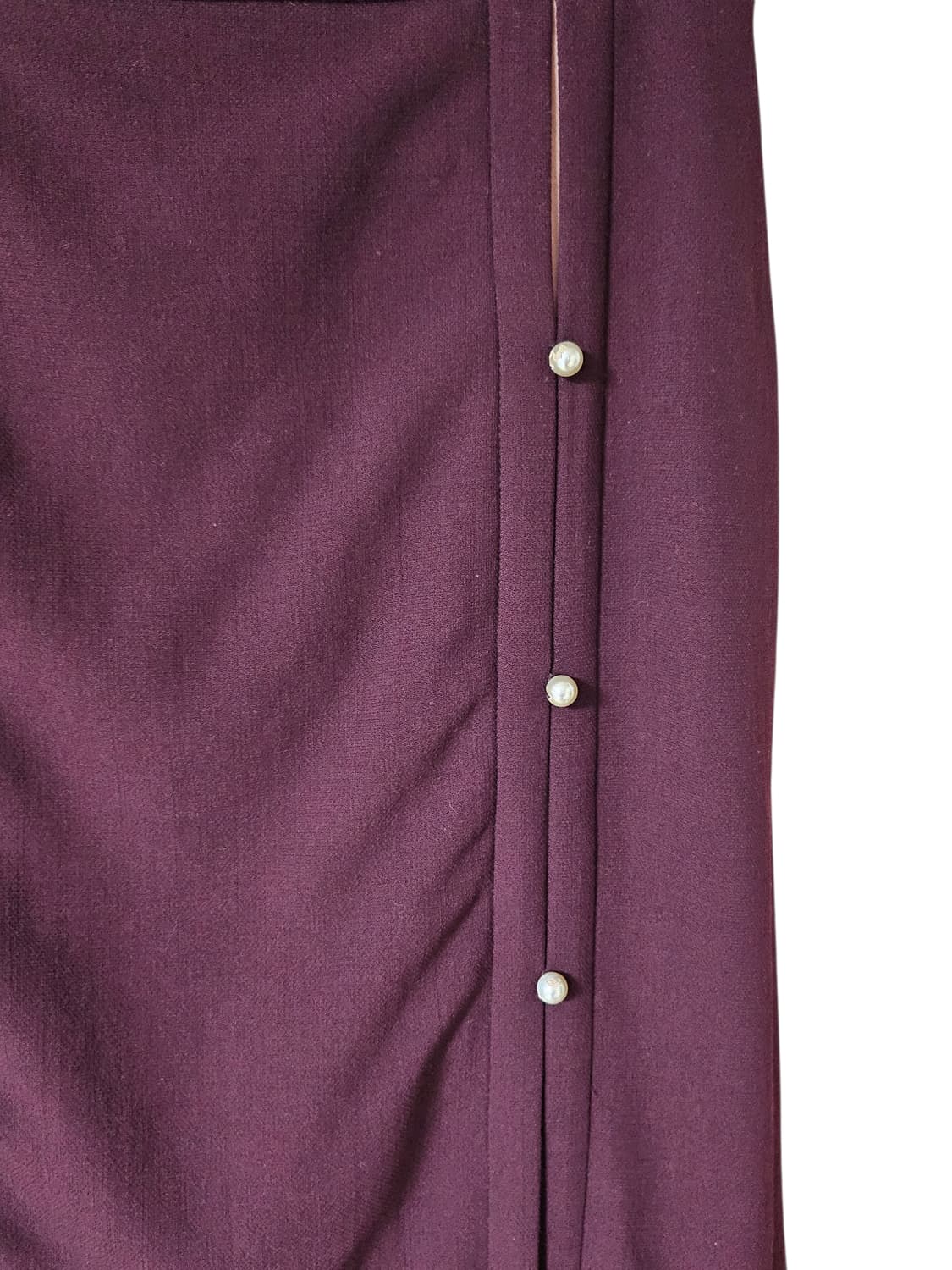 질스튜어트뉴욕 버건디 진주버튼 슬릿 스커트 56cm H라인 정장 출근룩 상품이미지5