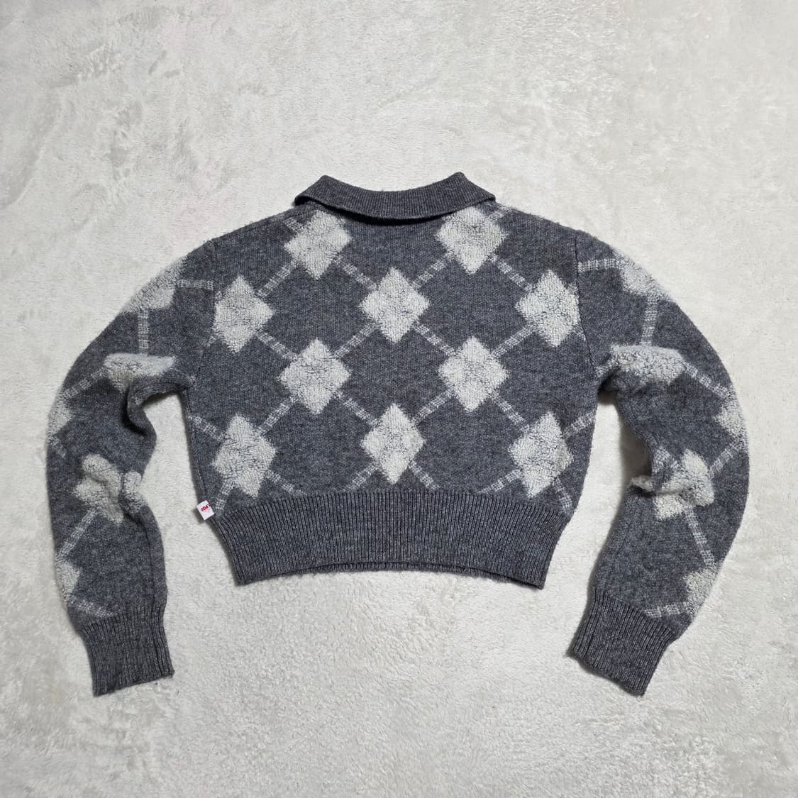 (F)여성 오디너리홀리데이 아가일 크롭 카라니트  상품이미지3