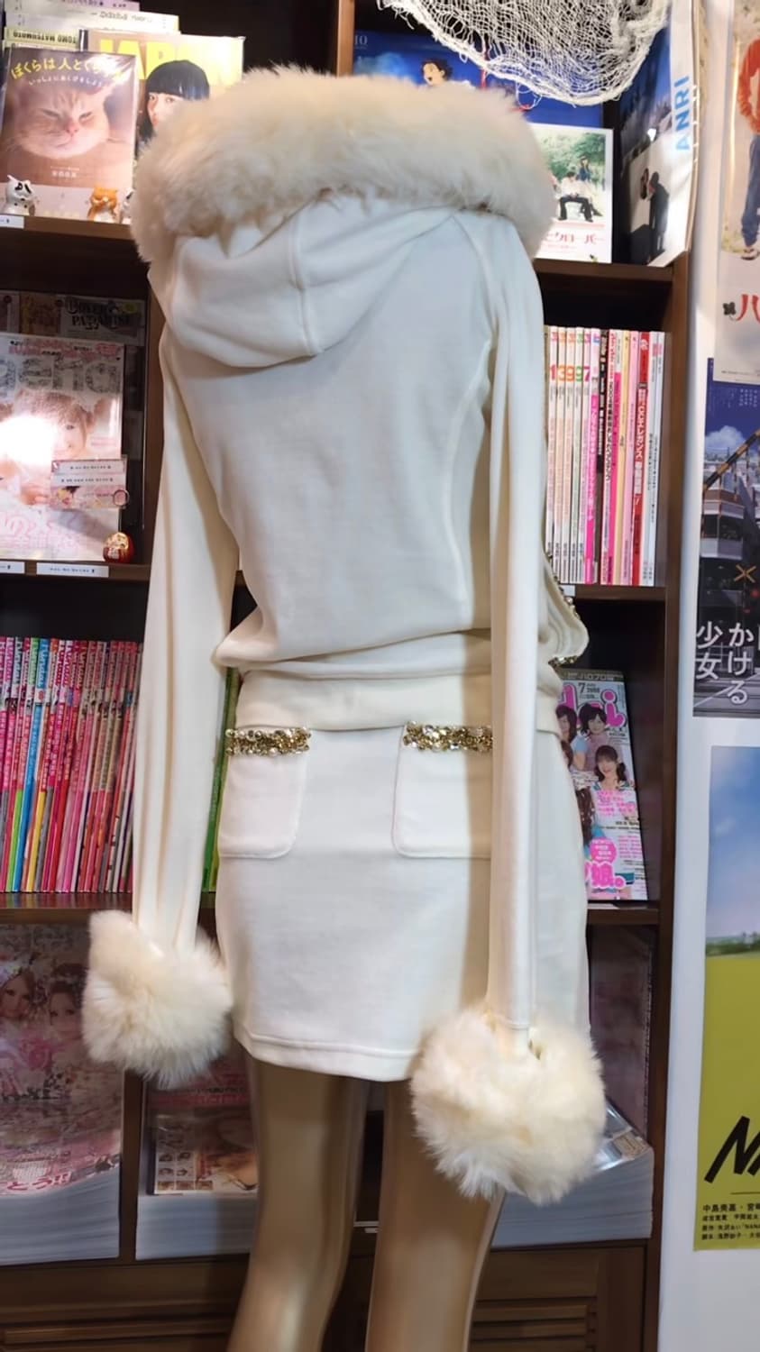 rady 화이트 퍼 셋업 스커트 후드집업 라디 살로메 빈티지 갸루 오네 상품이미지2