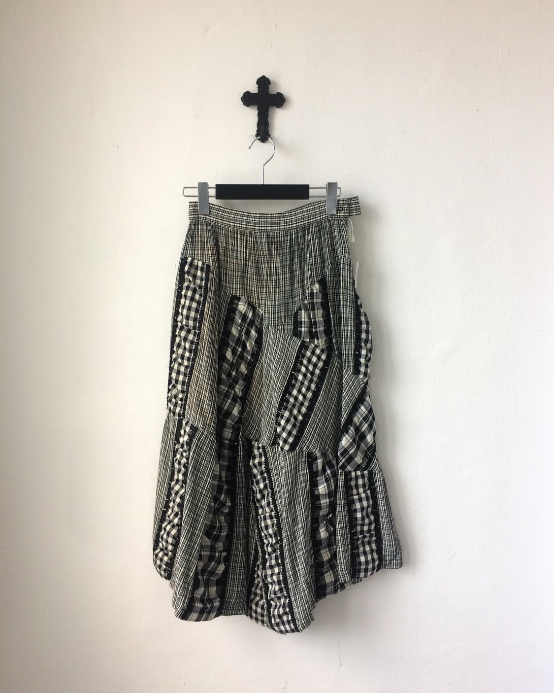 Check pattern mixed long skirt 상품이미지1