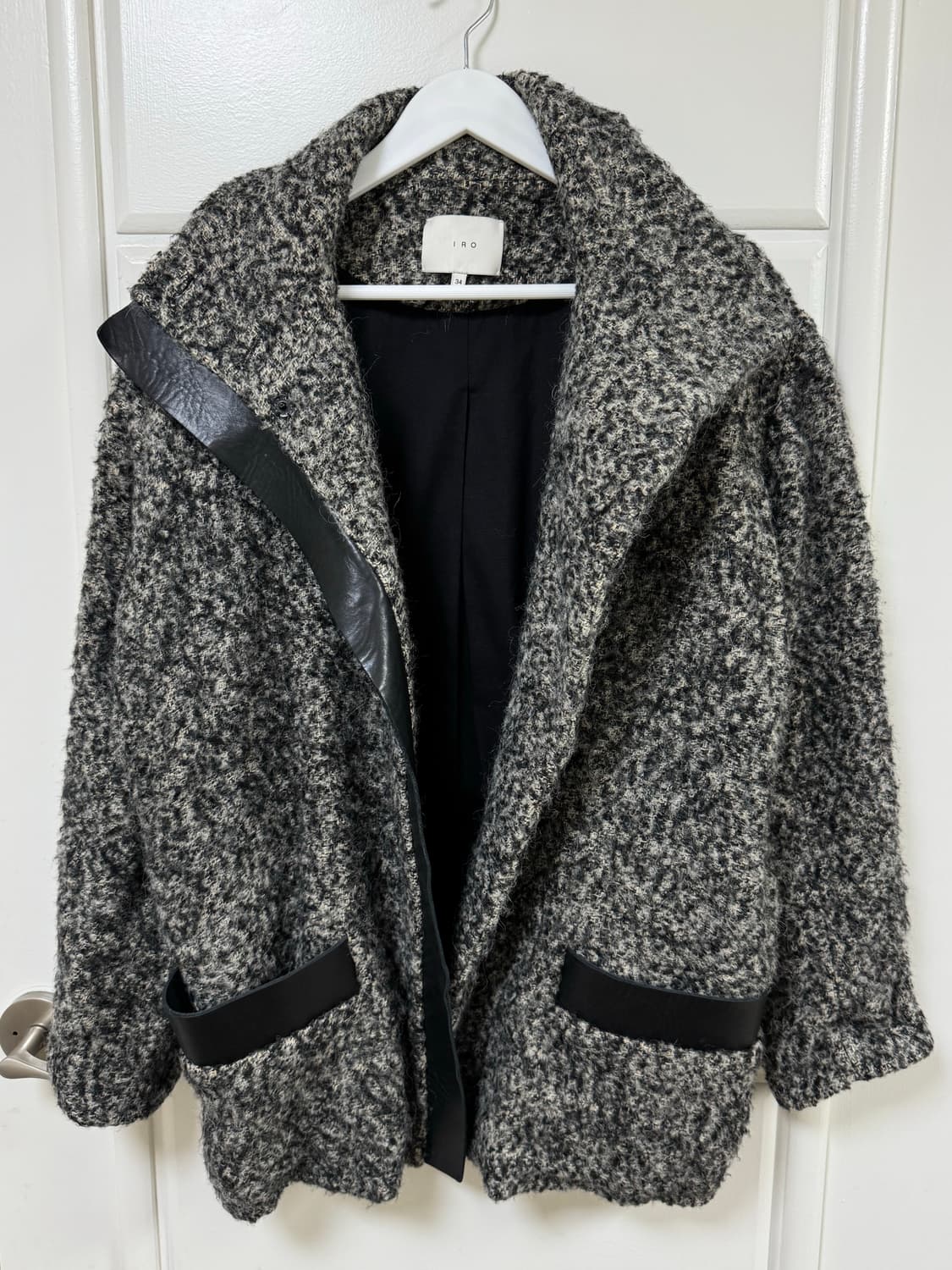 이로 레더 트림 부클 코트 겸 가디건 34 상품이미지4