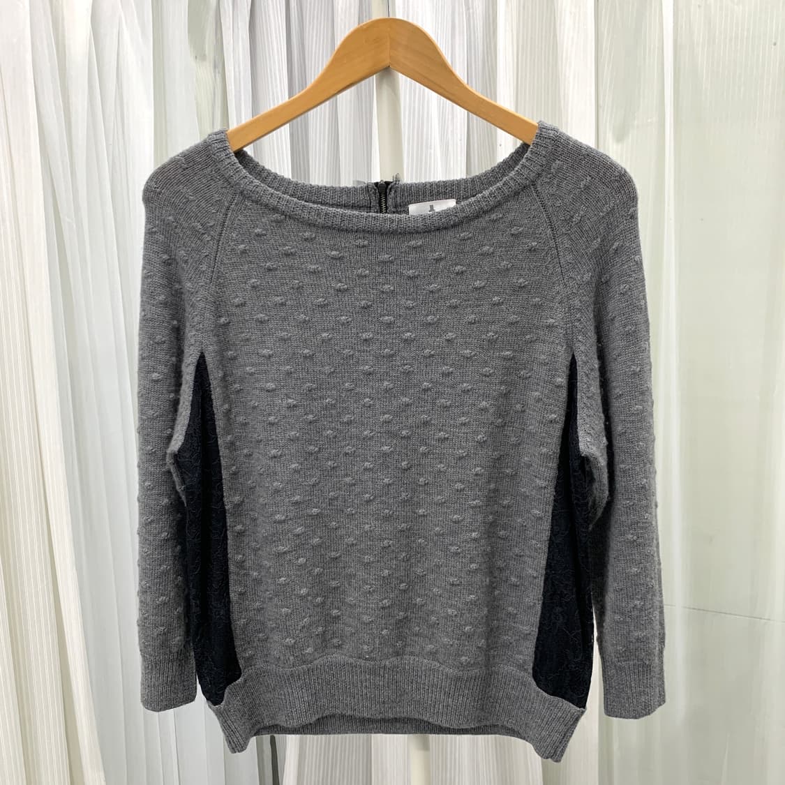 랑방 LANVIN 레이스 배색 보트넥 엠보 니트 1693 상품이미지1