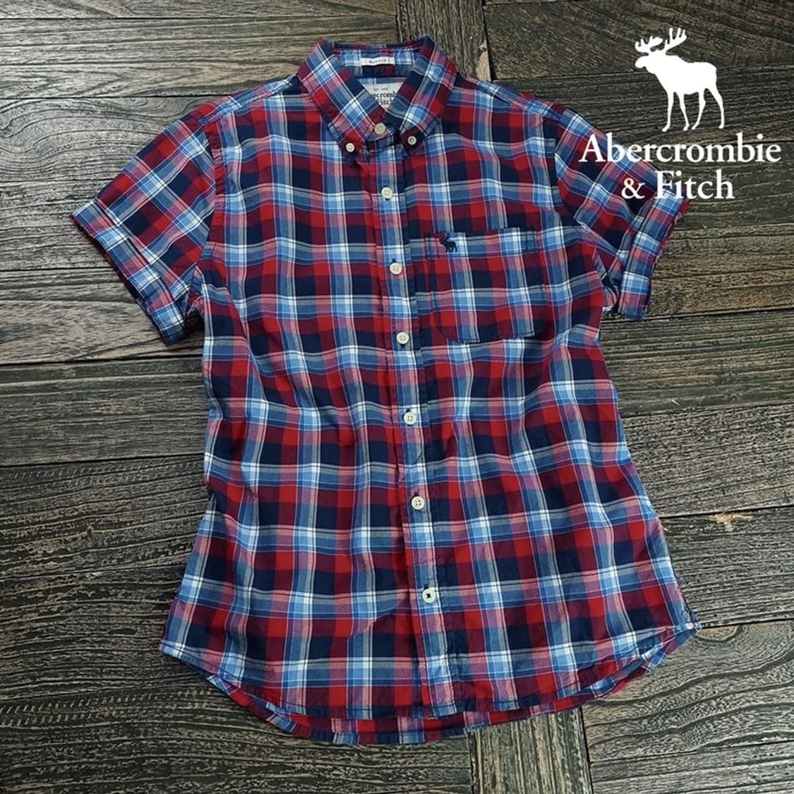 [아베크롬비] 로고 자수 빈티지 체크 반팔 셔츠 M20227 상품이미지1