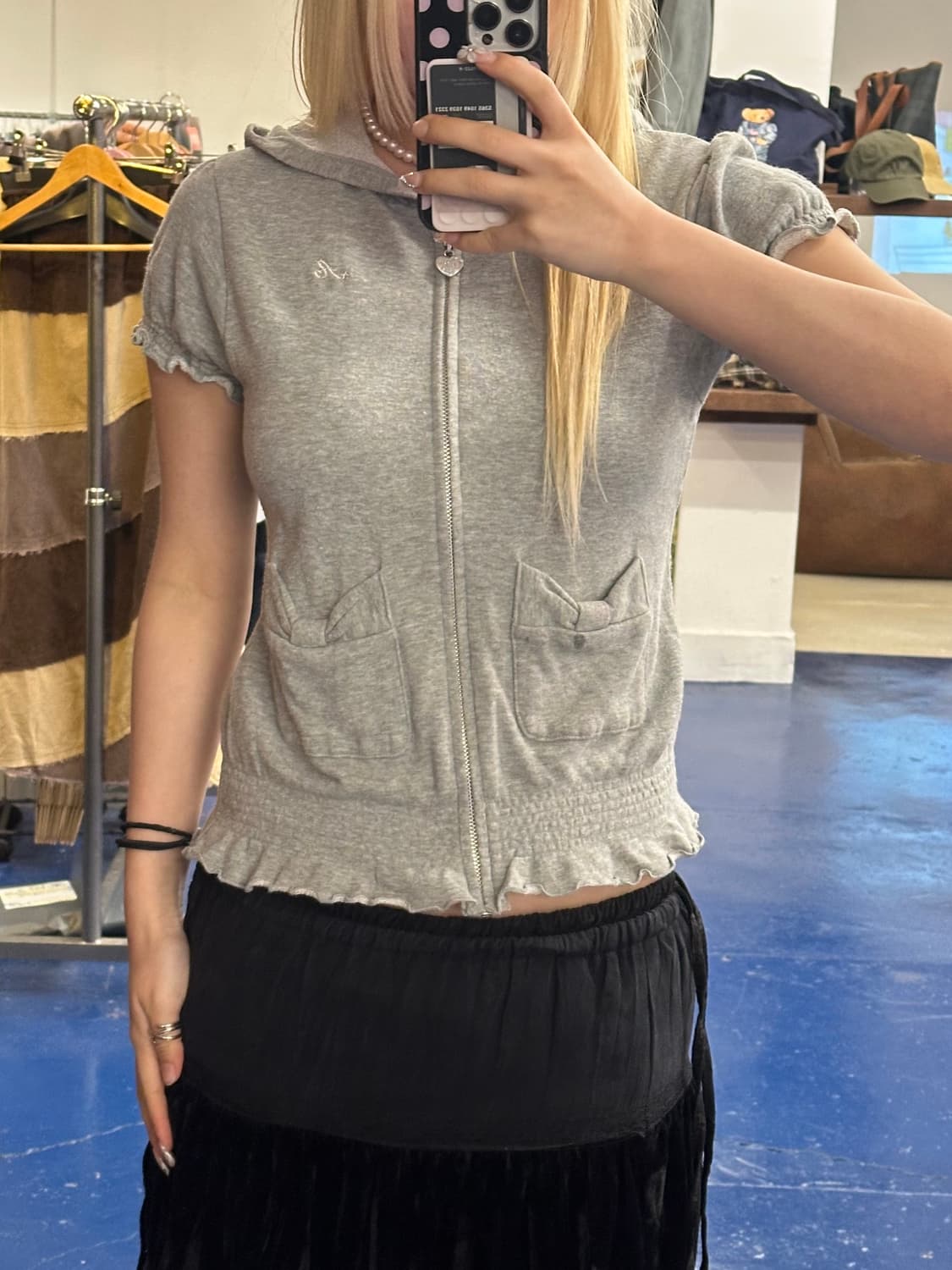 Jpn vtg 엔젤 블루 하프 후드 상품이미지1