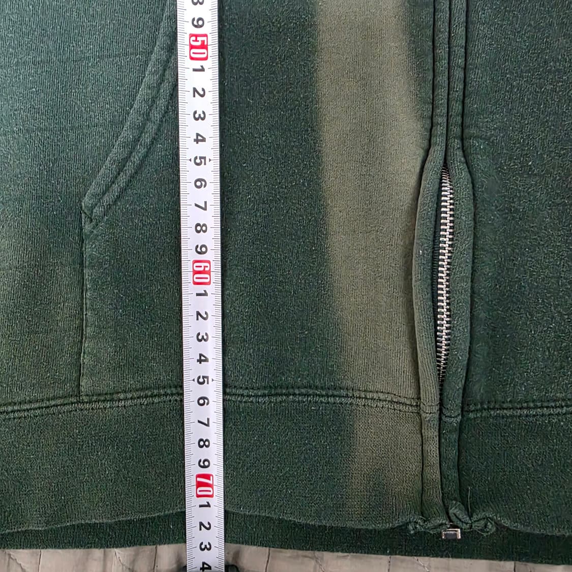 [XL] 00-90s 빈티지 헤인즈 페이드 트래쉬드 그린 후드집업 상품이미지9