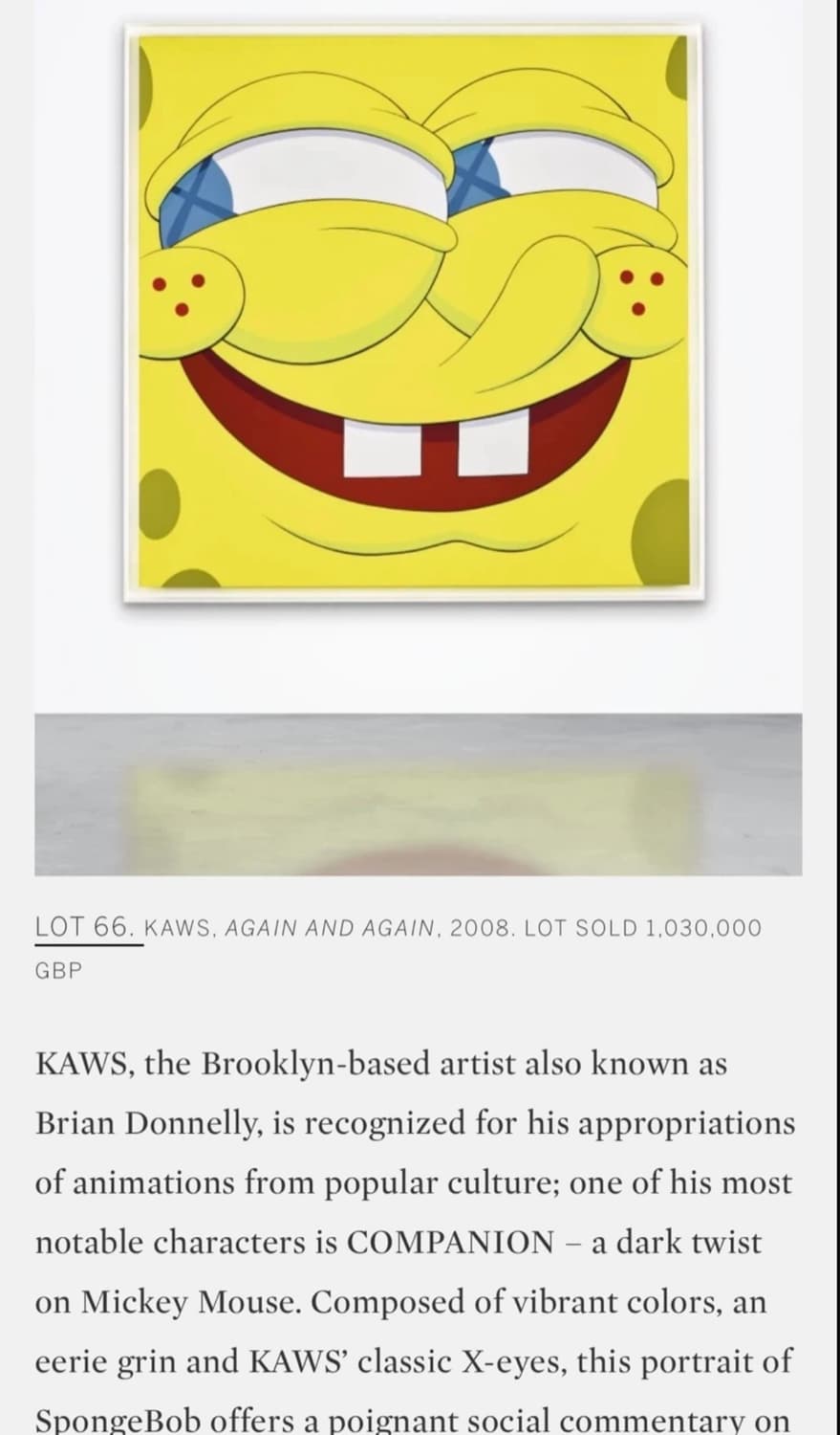 KAWS X 스펀지밥 그림액자(정품) 상품이미지4