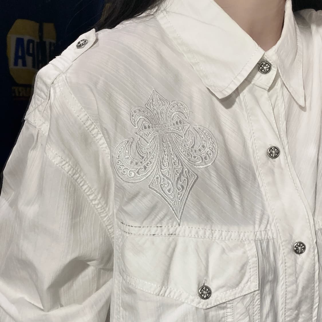 [IM] vtg 화이트 자수 웨스턴 셔츠 상품이미지6