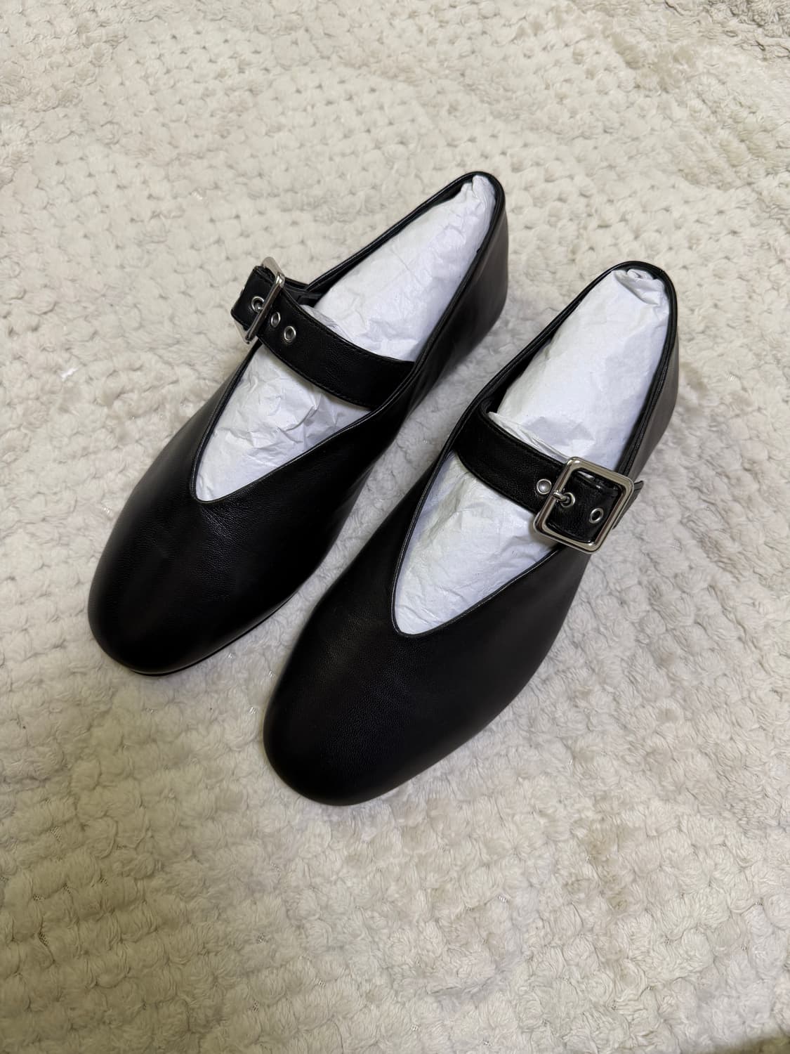 (W) COS 레더 메리 제인 플랫 블랙 상품이미지1