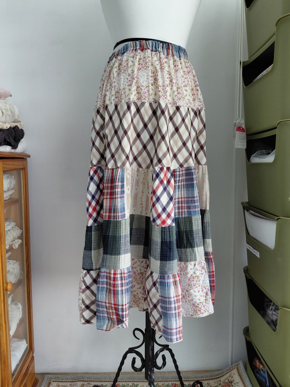 [빈티지] 패치워크 캉캉 롱 스커트 상품이미지2