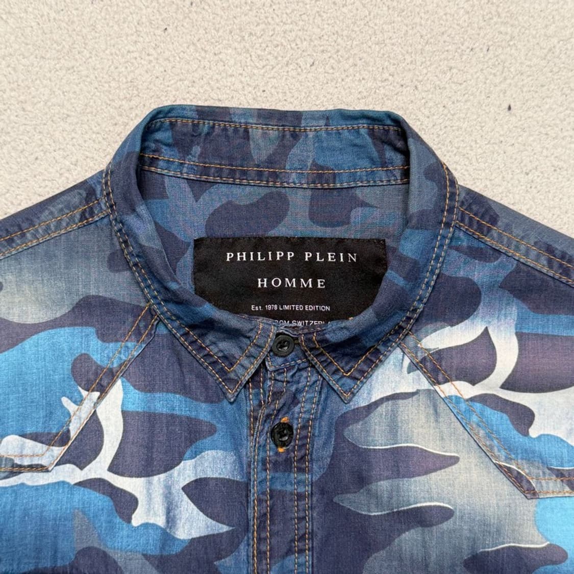 필립 플레인 카모플라주 데님 셔츠 블루 52 상품이미지2