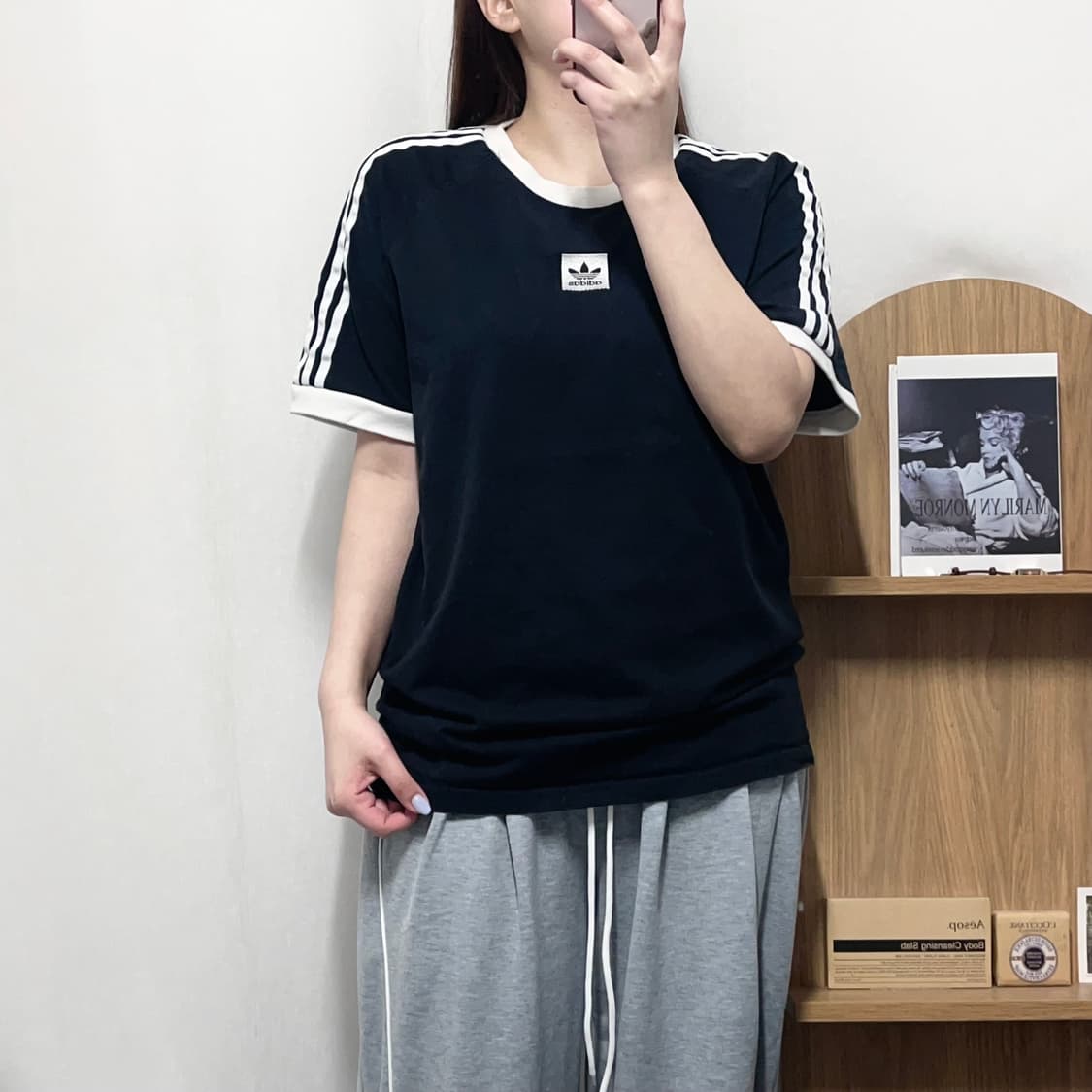 [정품] 아디다스 블랙 자수 박스로고 반팔티 [ XL ] 상품이미지2