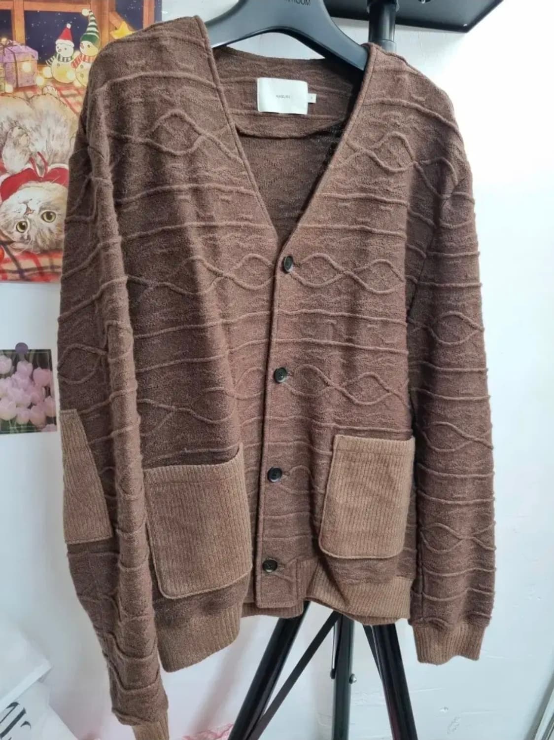 아워셀브스 파인 울 패턴 가디건 2 모카 브라운 상품이미지2