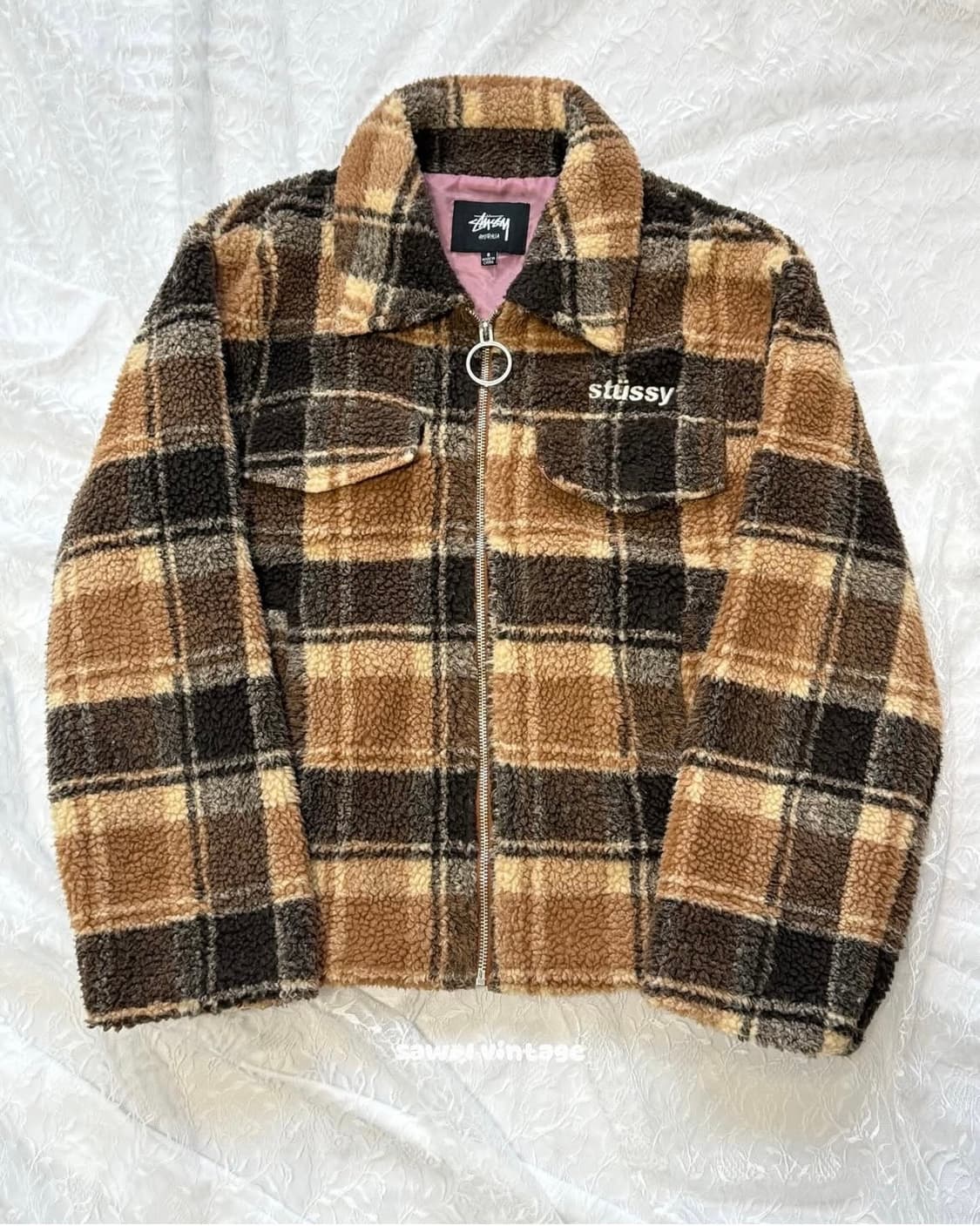 스투시 초코 체크 뽀글이 상품이미지1